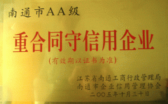 我司连续被南通市工商局授予重合同守信用单位